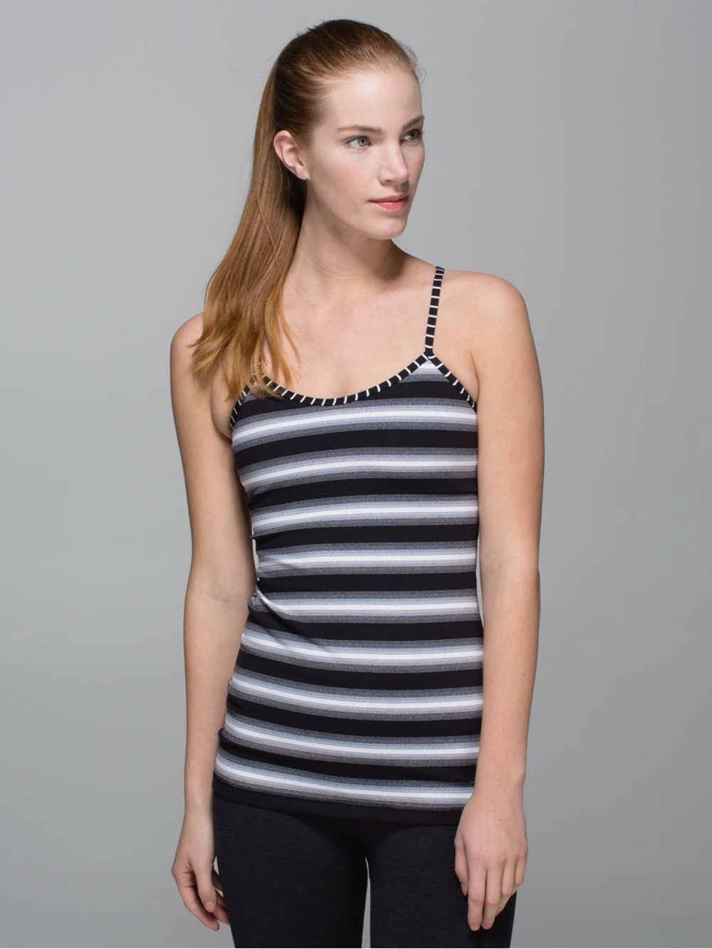 Lululemon Power Y Tank *Luon Capilano Stripe Black White Size 8